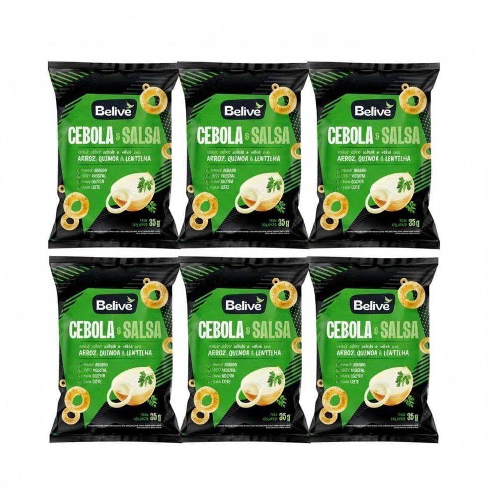 Kit 6 Snacks Cebola 100% Vegetal Sem Glut E Leite 35G Belive