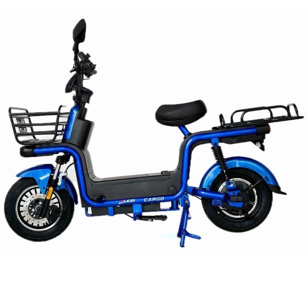 Bicicleta Elétrica 1000W Bateria de Lítio Alarme Cargo Duos Azul