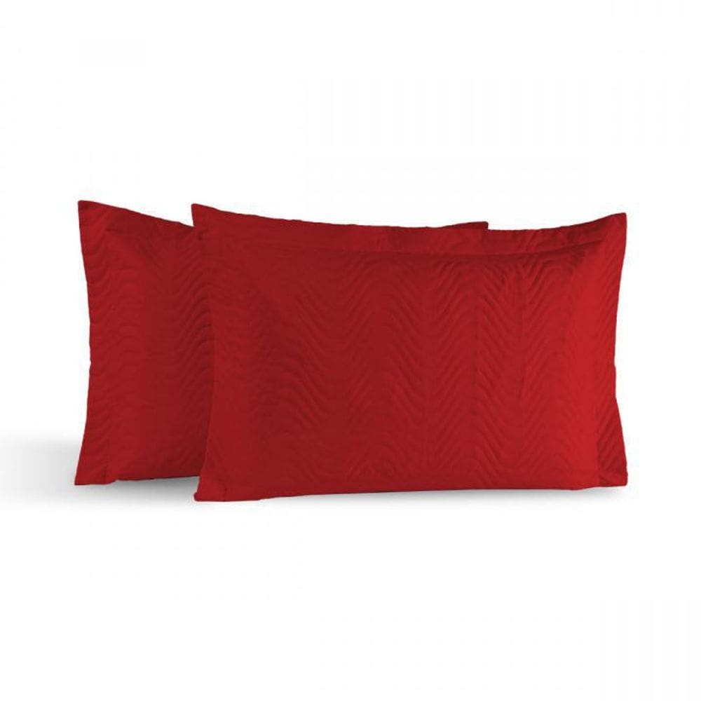 Kit 02 Portas Travesseiros Percal 180 Fios Silver Vermelho