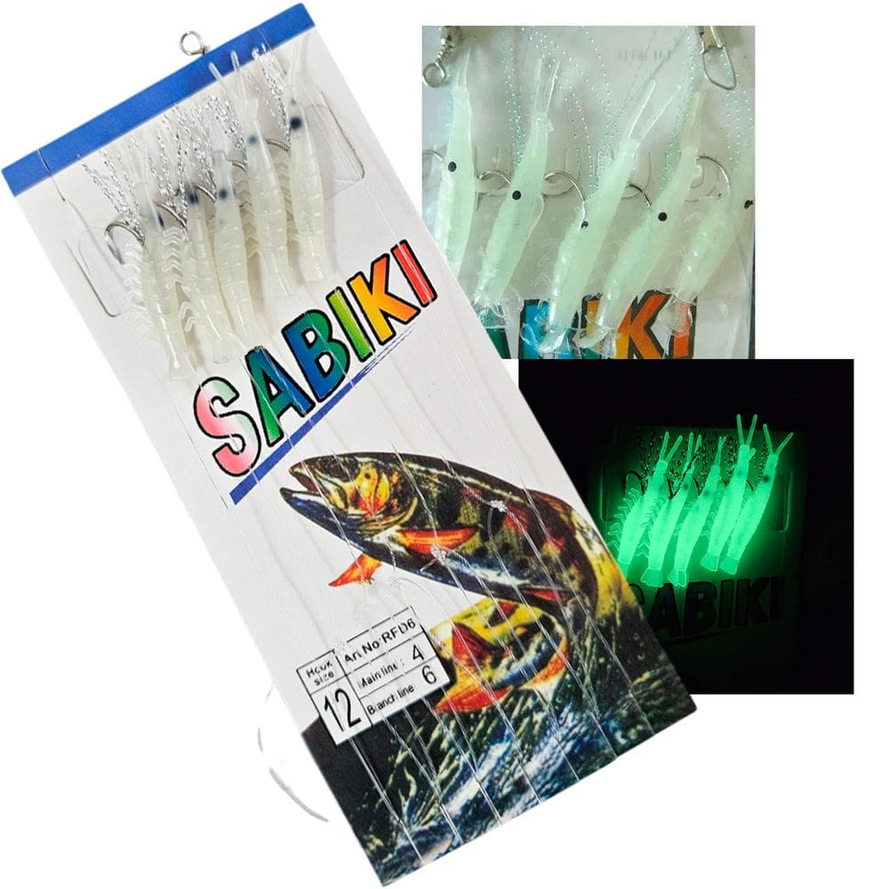Isca Artificial Pesca Sabiki 5 Camarao Fluorescente Lambari Robalo Tainha Mar Rio Lago Acude Pescaria Esportiva