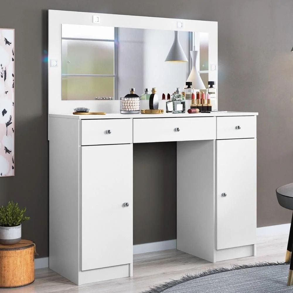 Penteadeira Camarim Carisma Com Espelho E Gaveta Nicho Branco - Demóbile