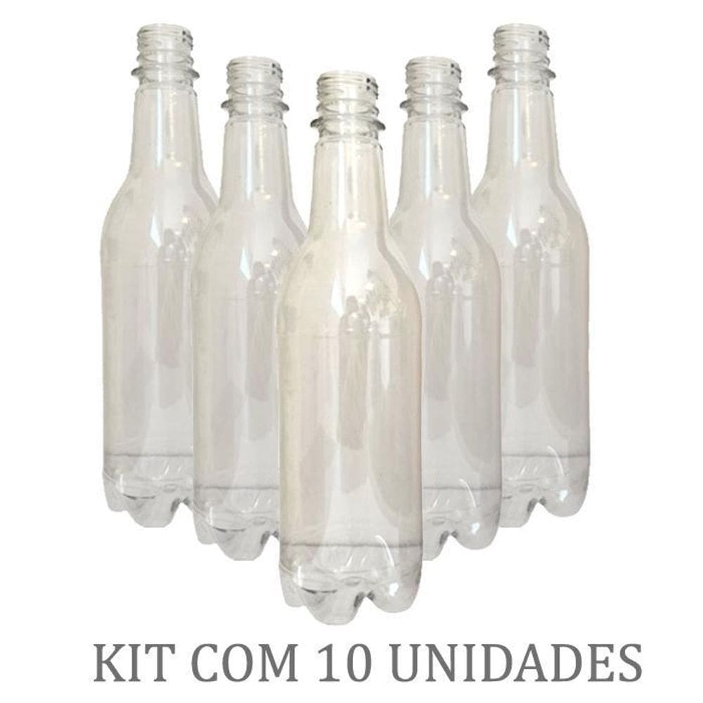 Growler Pet Cristal 500 Ml Tipo Long Neck - Pack Com 10 Un