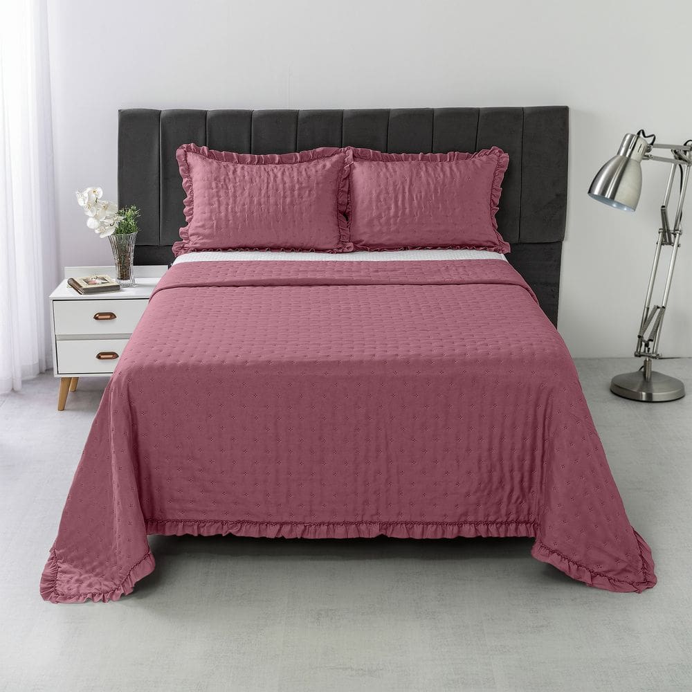 Kit Colcha Cobre Leito 200 fios Casal 3 Peças Bella Rosê