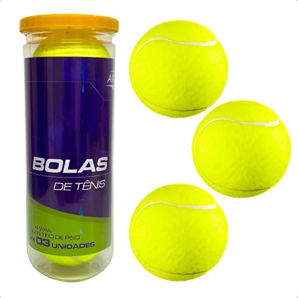 Bola De Tênis Tubo Transparente Com 03 Unidades Art Sport