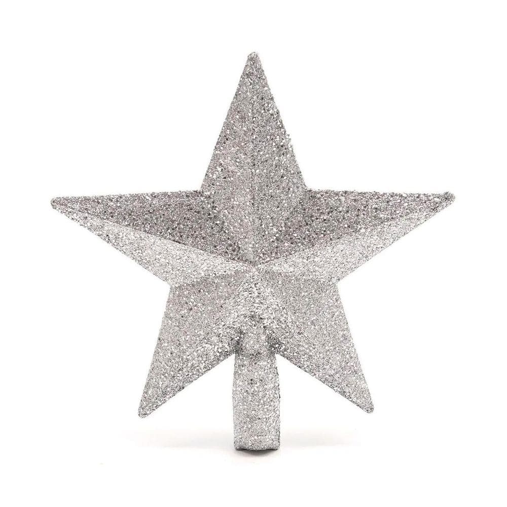 Estrela Ponteira Para Arvore De Natal Glitter 20Cm - Prata