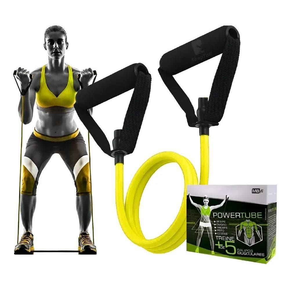 Elástico Tensão Power Tube Treino Braços Peito Musc Amarelo