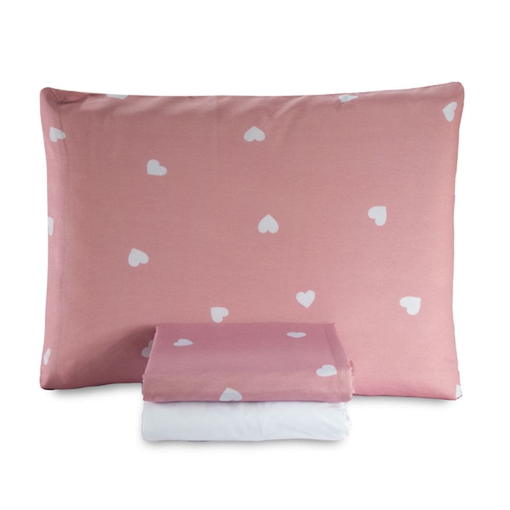 Jogo De Cama Solteiro Sultan 180F Sonhare Prata Coração 3 Pç