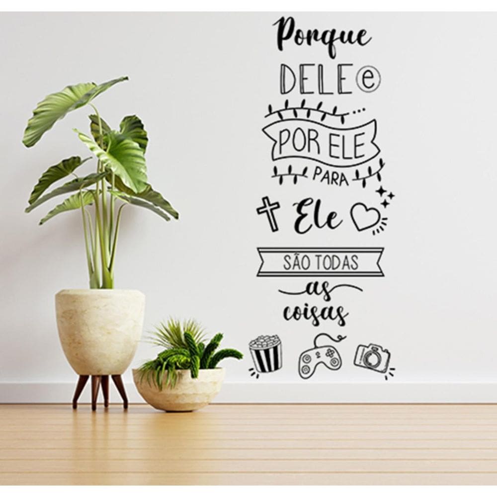 Adesivo De Parede Frase Dele E Por Dele