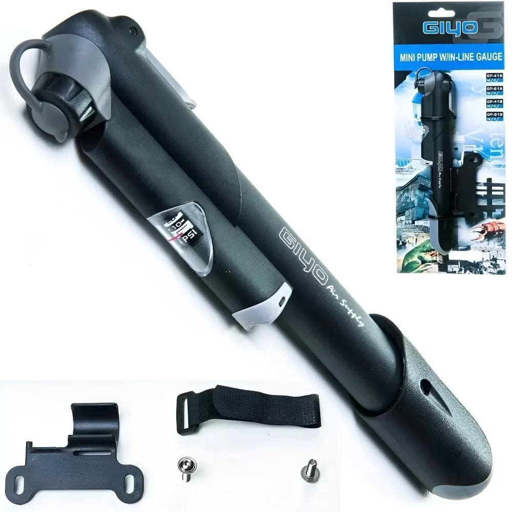 Mini Bomba Bicicleta Pressão Pneu De Encher Gp-41 Giyo Com M