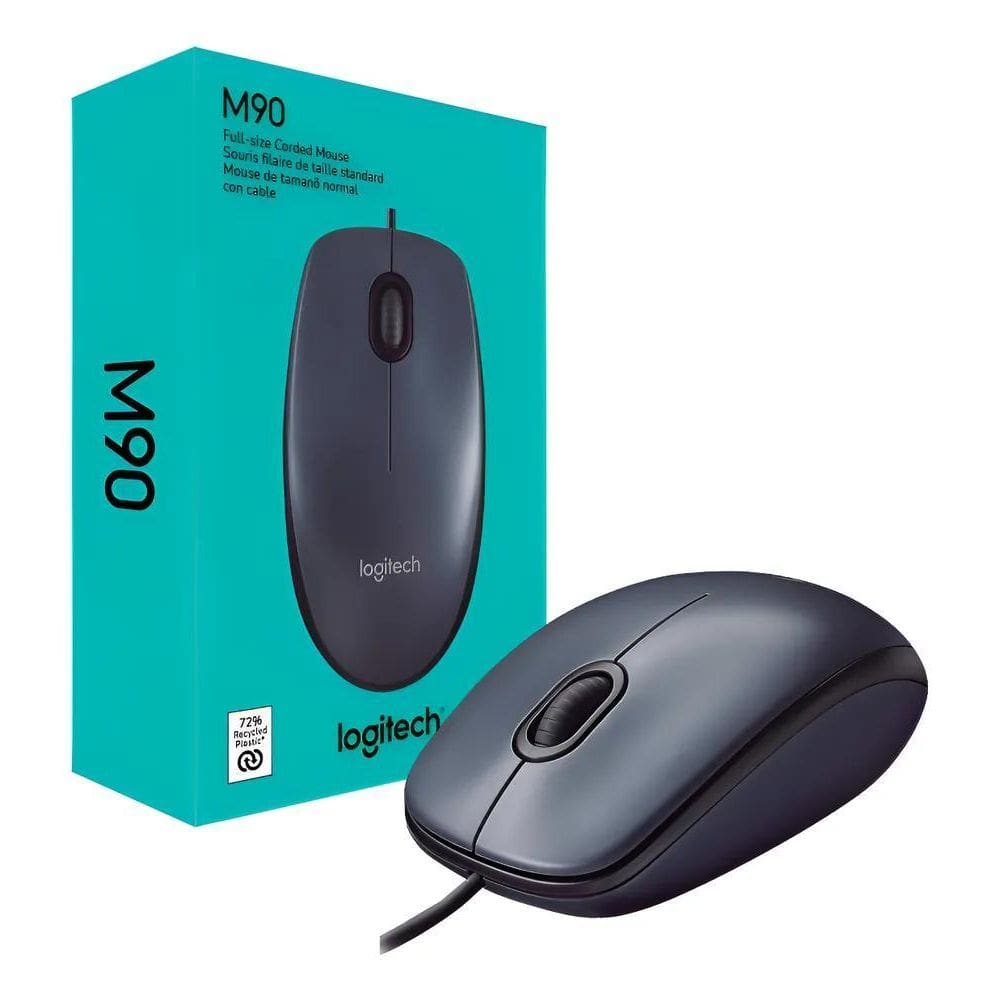 Mouse Logitech M90 Óptico Preto Usb Com Fio  Com Nfe