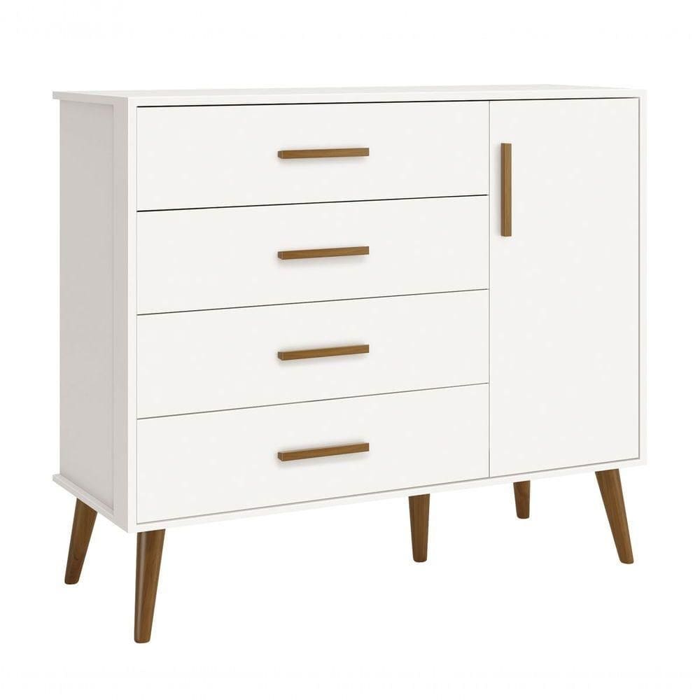 Cômoda Sapateira Retrô Isis Branco Fosco - Moveisaqui