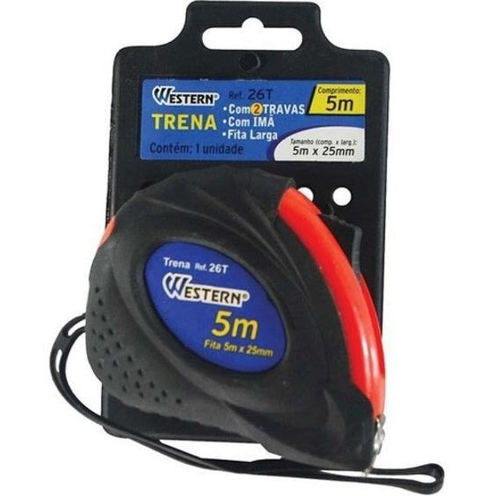 Trena Emborrachada Western 5M X 25Mm Fita Larga Com Imã