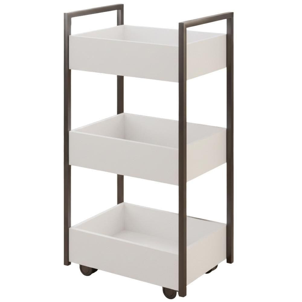 Carrinho Organizador Multiuso 3 Cestos Bp 50 Cm Lais Branco Eratto Moveis