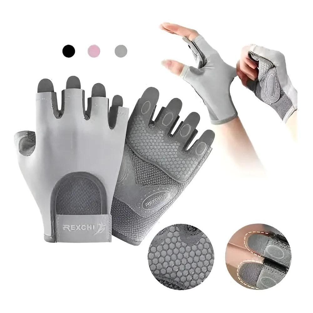 Luvas De Academia Mão Musculação Fitness Meio Dedo Pr Preto