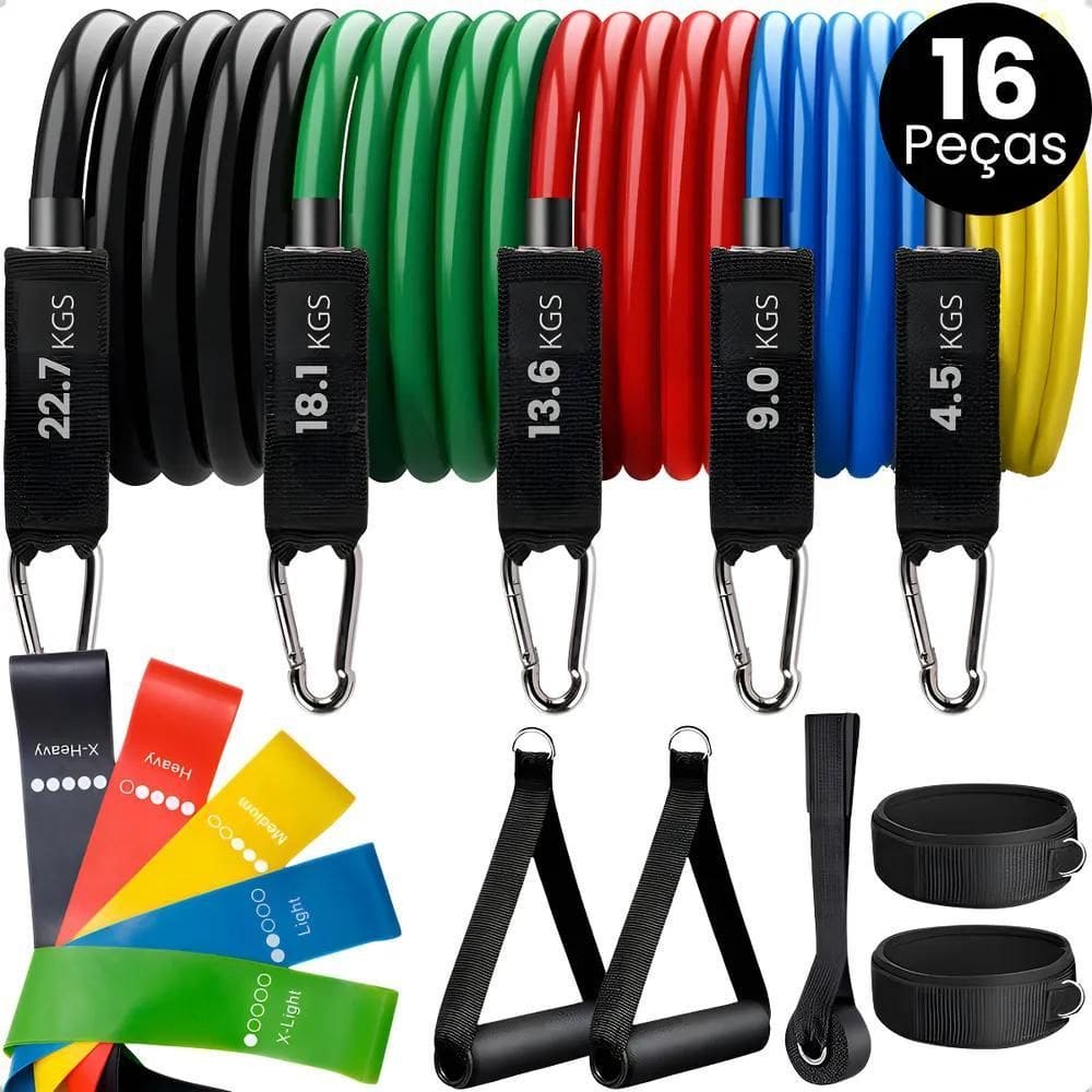Kit 5 Mini Band + Kit 11 Elastico Extensor Treino Em Casa Mu