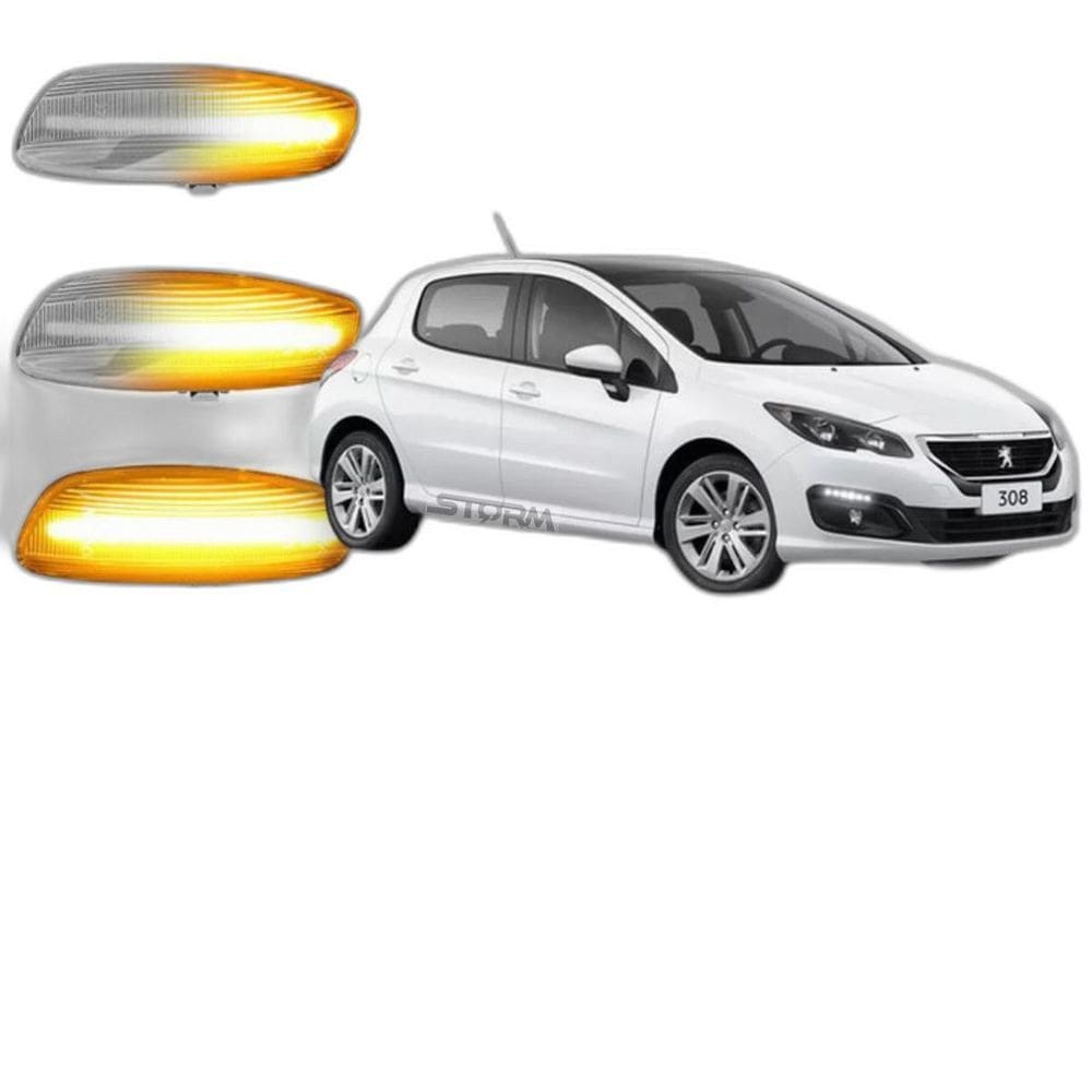Par De Pisca Seta Sequencial Peugeot 308 Luz Led Retrovisor