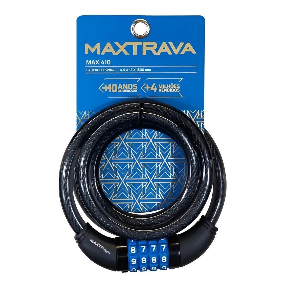 Trava Cadeado Espiral Segredo Aço 12X1500Mm Max410 Maxtrava