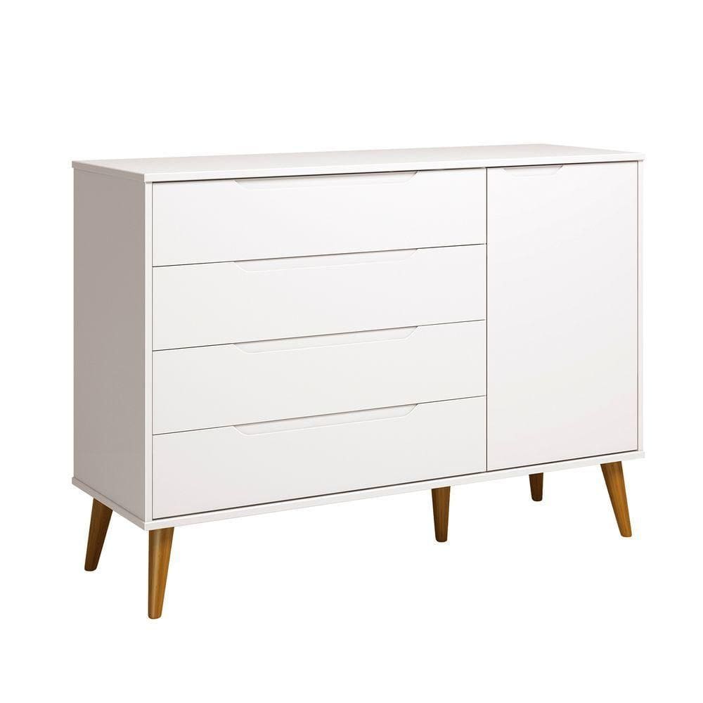 Comoda Sapateira Elfe Retro 1 Porta 4 Gavetas Branco Fosco - Moveisaqui