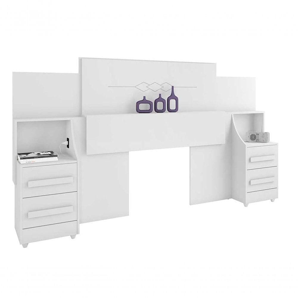 Cabeceira De Casal Extensível Síria Branco - Rv Móveis
