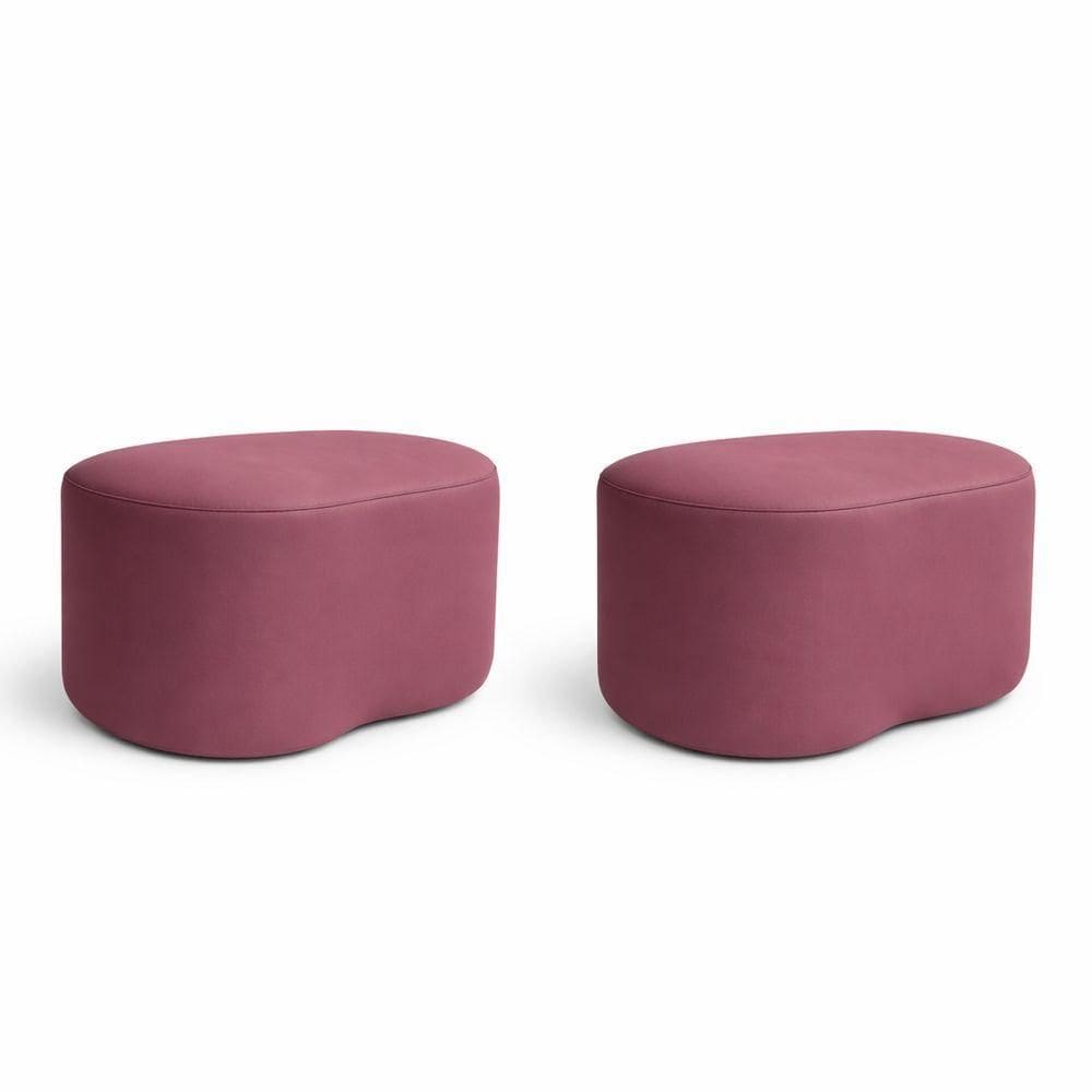 Kit 2 Puff Feijão Curvo Orgânico Sala Redondo Confortável Moderno Suede Rose