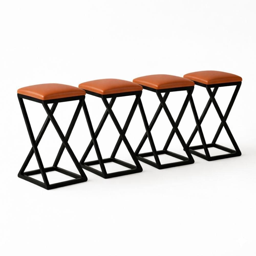 Kit 4 Banqueta Baixa Bancada 50 Cm Bar Cozinha Balcão Corino Caramelo