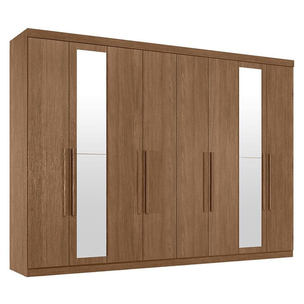 Guarda Roupa Casal 8 Portas 4 Gavetas Master New com Espelho Jatobá Acetinado - Santos Andirá