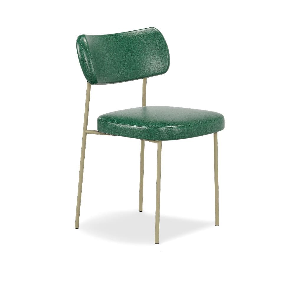 Cadeira Sala de Jantar Stela Champanhe Couro Sintetíco Verde - Vallisa Decor