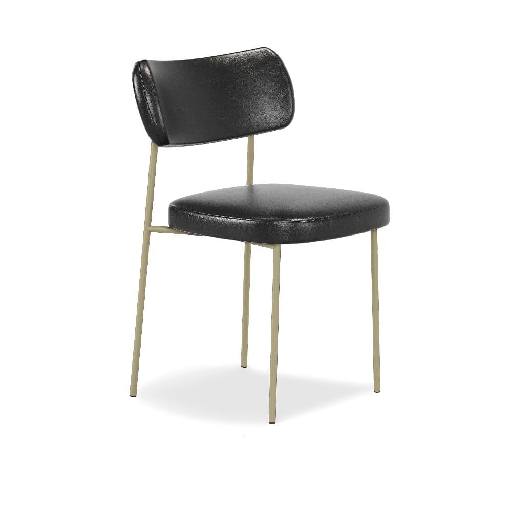 Cadeira Stela Champanhe Escritório Couríssimo Preto - Vallisa Decor