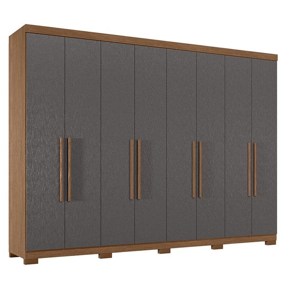 Guarda Roupa Casal 8 Portas 4 Gavetas Master New Jatobá Grafite Acetinado com Pés - Santos Andirá