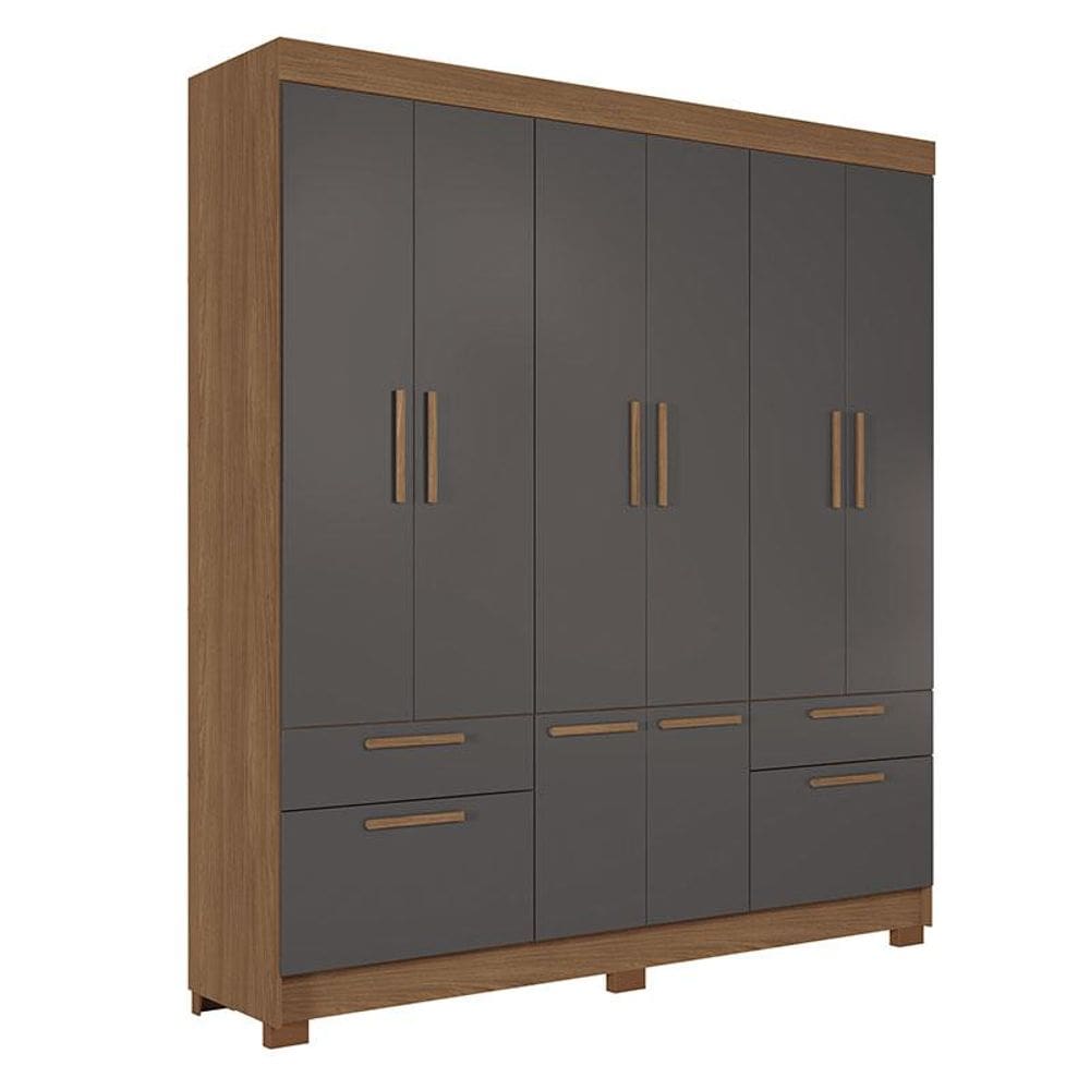 Guarda Roupa Casal 8 portas Curitiba Jatobá Grafite - Santos Andirá