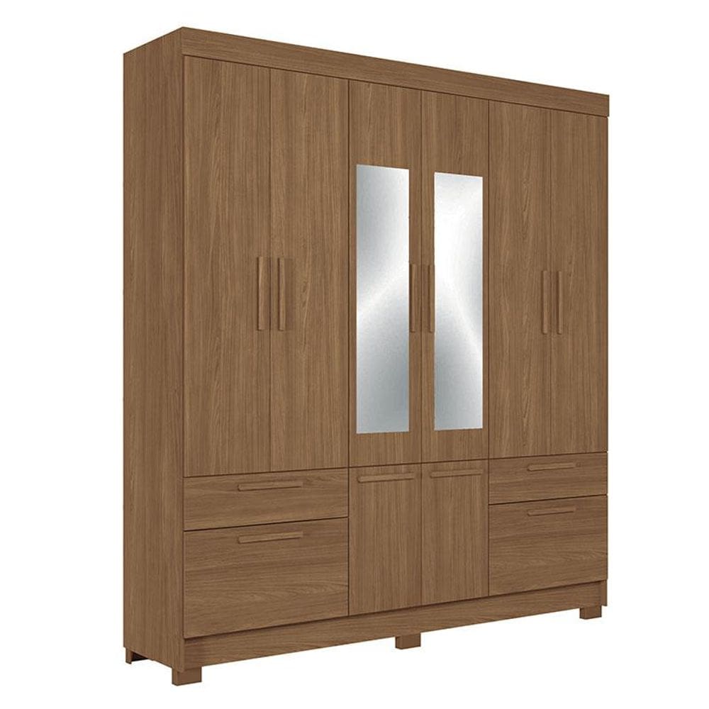 Guarda Roupa Casal 8 portas Curitiba com espelho Jatobá - Santos Andirá