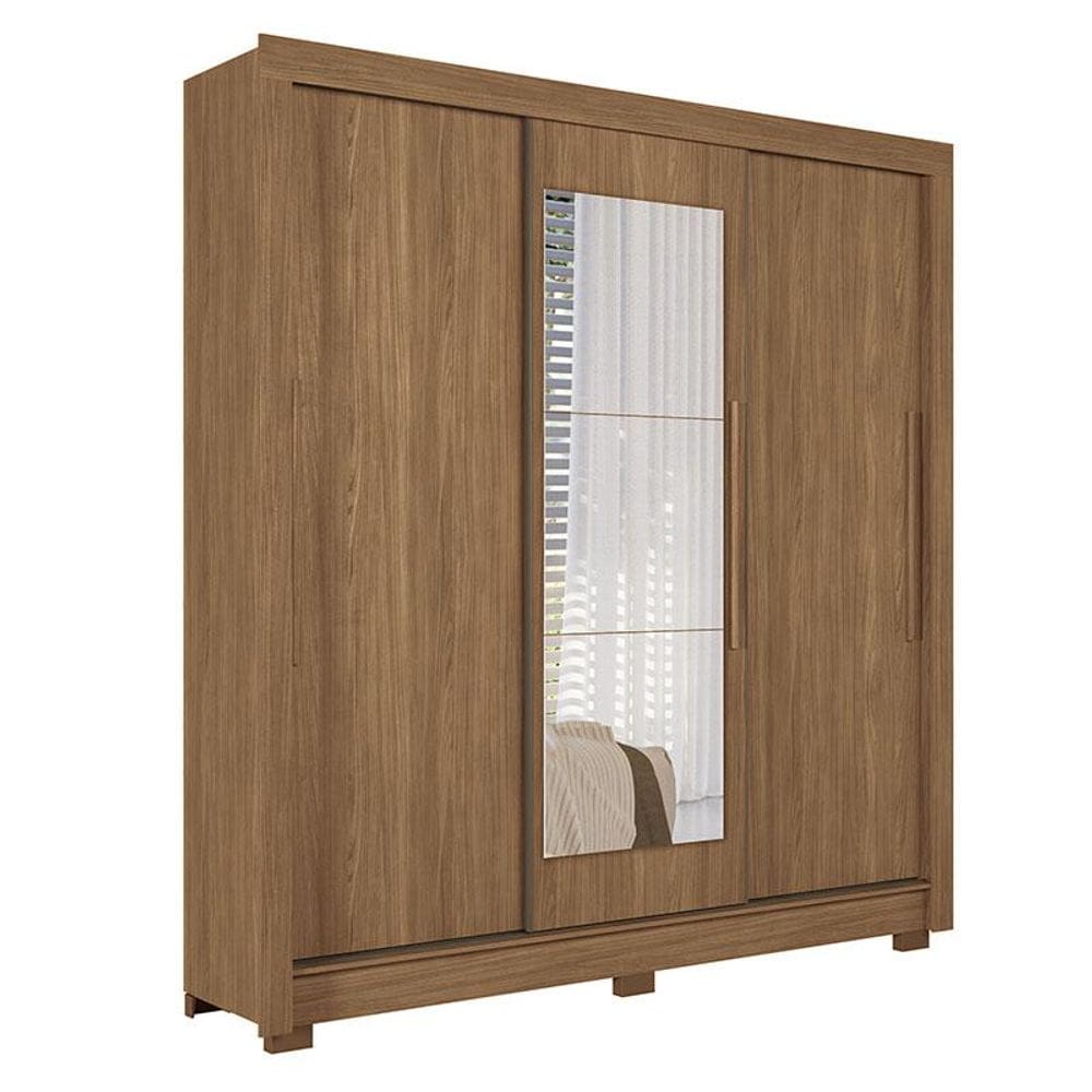 Guarda Roupa Casal 3 portas de correr Maringá com espelho Jatobá - Santos Andirá