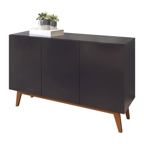 Buffet Aparador Ares 3 Portas Preto - Moveisaqui