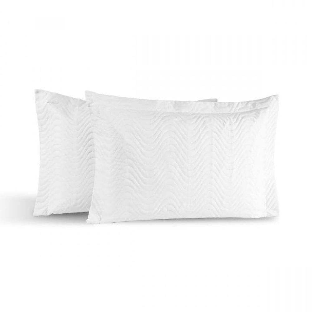 Kit 02 Portas Travesseiros Percal 180 Fios Silver Branco