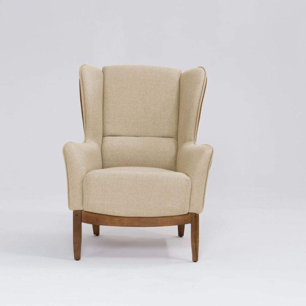 Poltrona para Sala de Estar Base em Madeira Milena Mescla Terracota /  Marfim