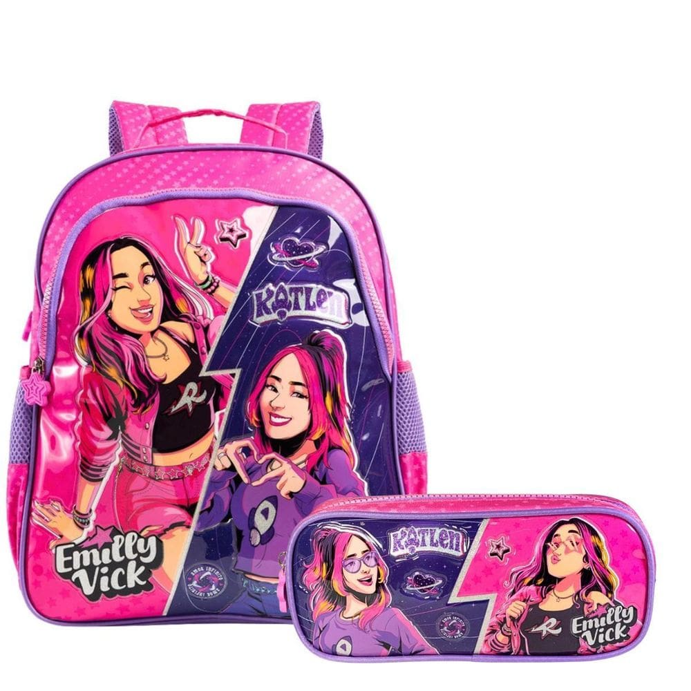 Kit Mochila Escolar Costas E Estojo Emilly Vick 15602