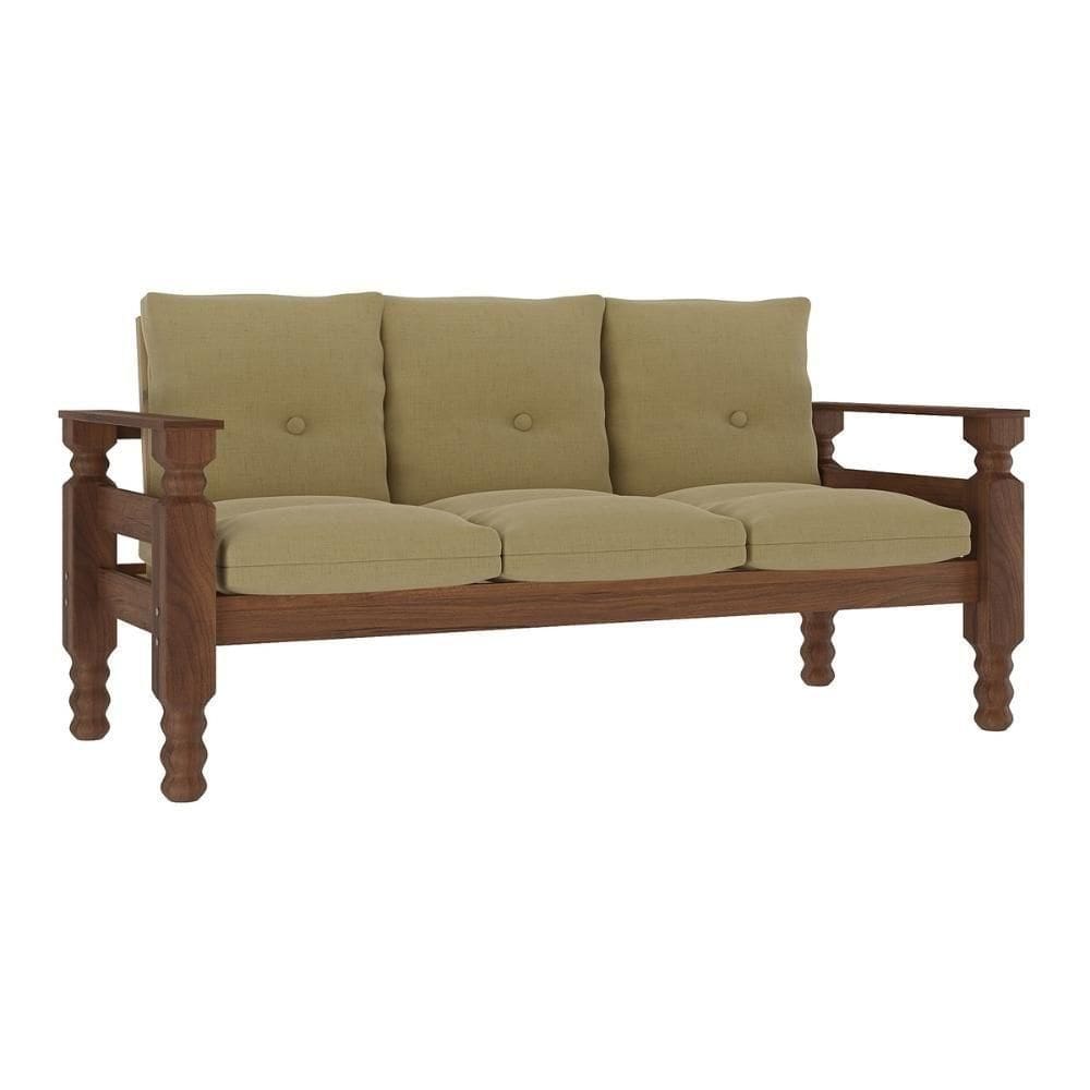 Sofá 3 Lugares Madeira Maciça Liz Multimóveis Cr7000 Areia