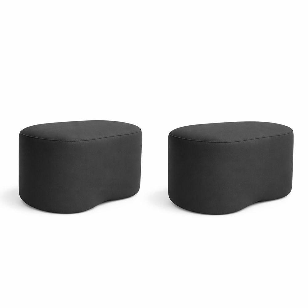 Kit 2 Puff Orgânico Curvo Feijão Sala Redondo Confortável Moderno Suede Cinza Escuro