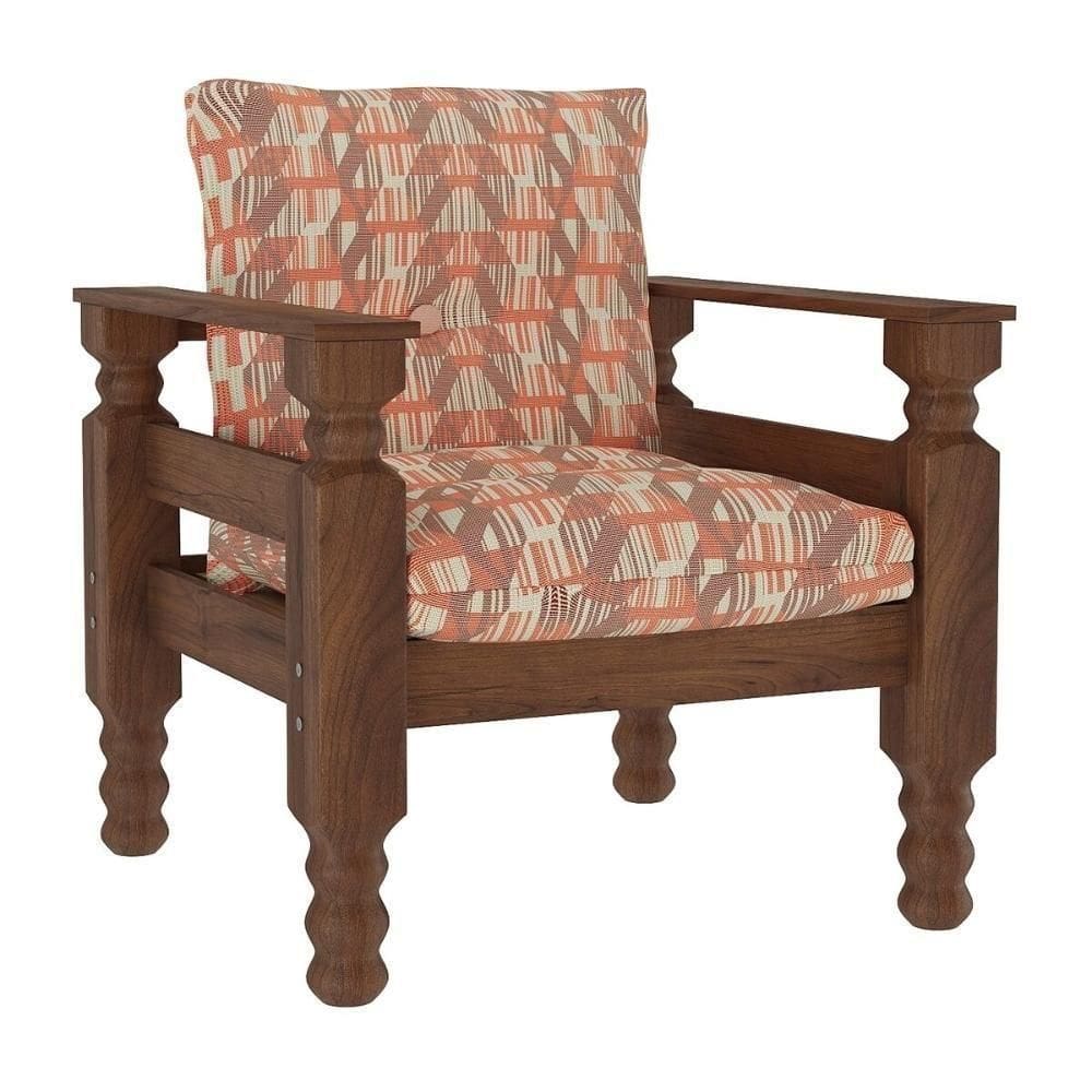 Poltrona Madeira Maciça Liz Multimóveis Cr7003 Geométrico Terracota