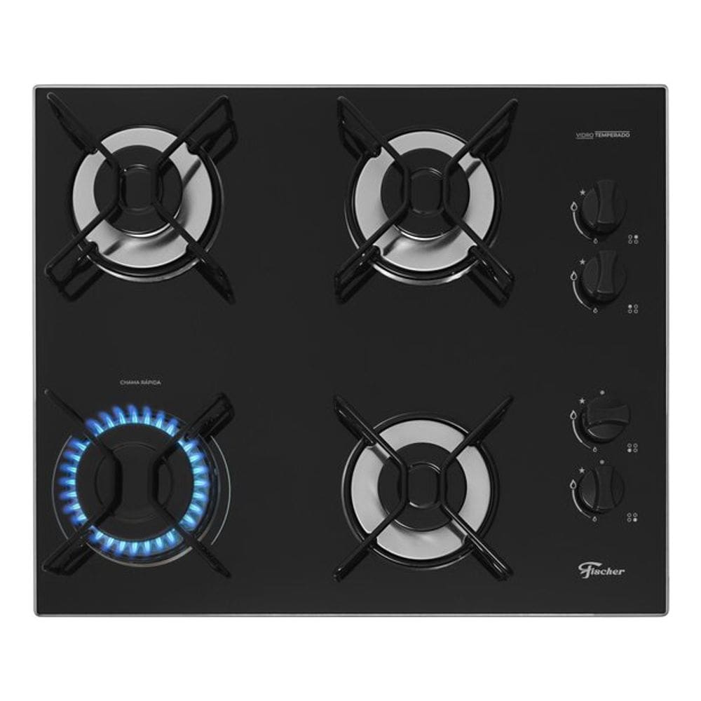 Cooktop 4 Bocas A Gas Vidro Preto - Fischer