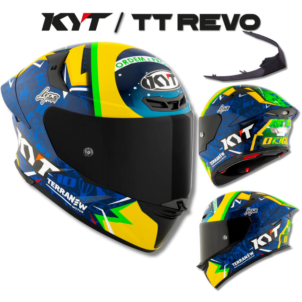 Capacete KYT TT Revo Diogo Moreira 2024 Azul e Amarelo