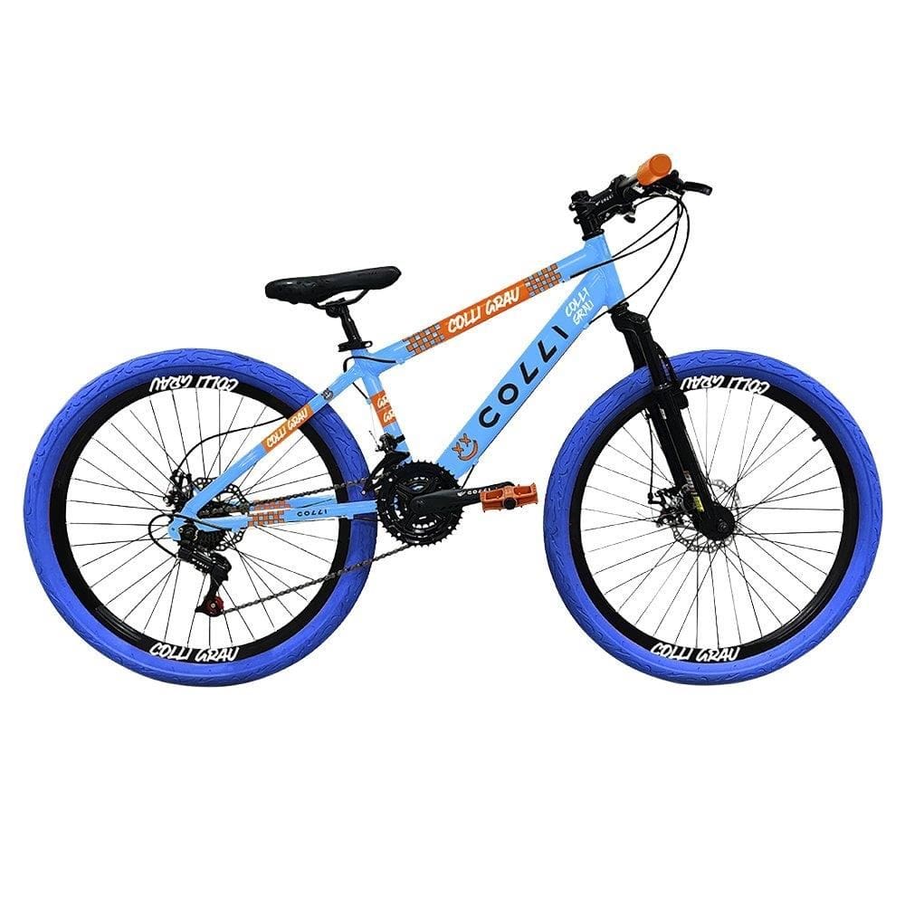 Bicicleta Adulta Colli Grau Aro 26 - Freio a Disco, 21 Marchas, Azul Champanhe