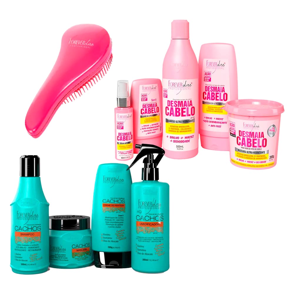 Forever Liss Kit Desmaia Cabelo C/Masc 350g e Kit Cachos