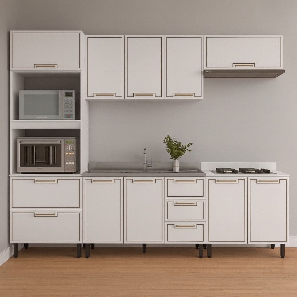 Cozinha Modulada 5 Pecas sem Pia Amara Politorno Moveis