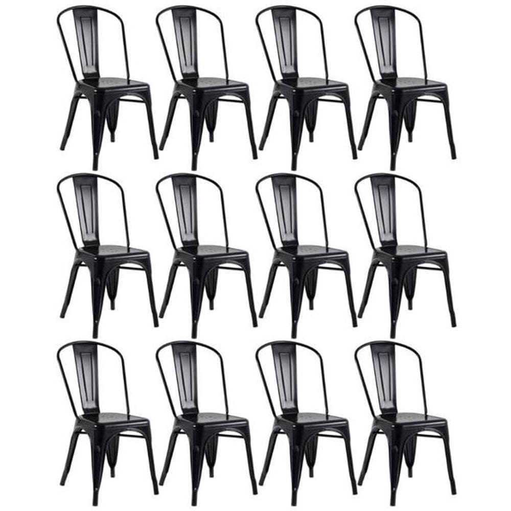 Kit 12 Cadeiras Iron Tolix - Preto