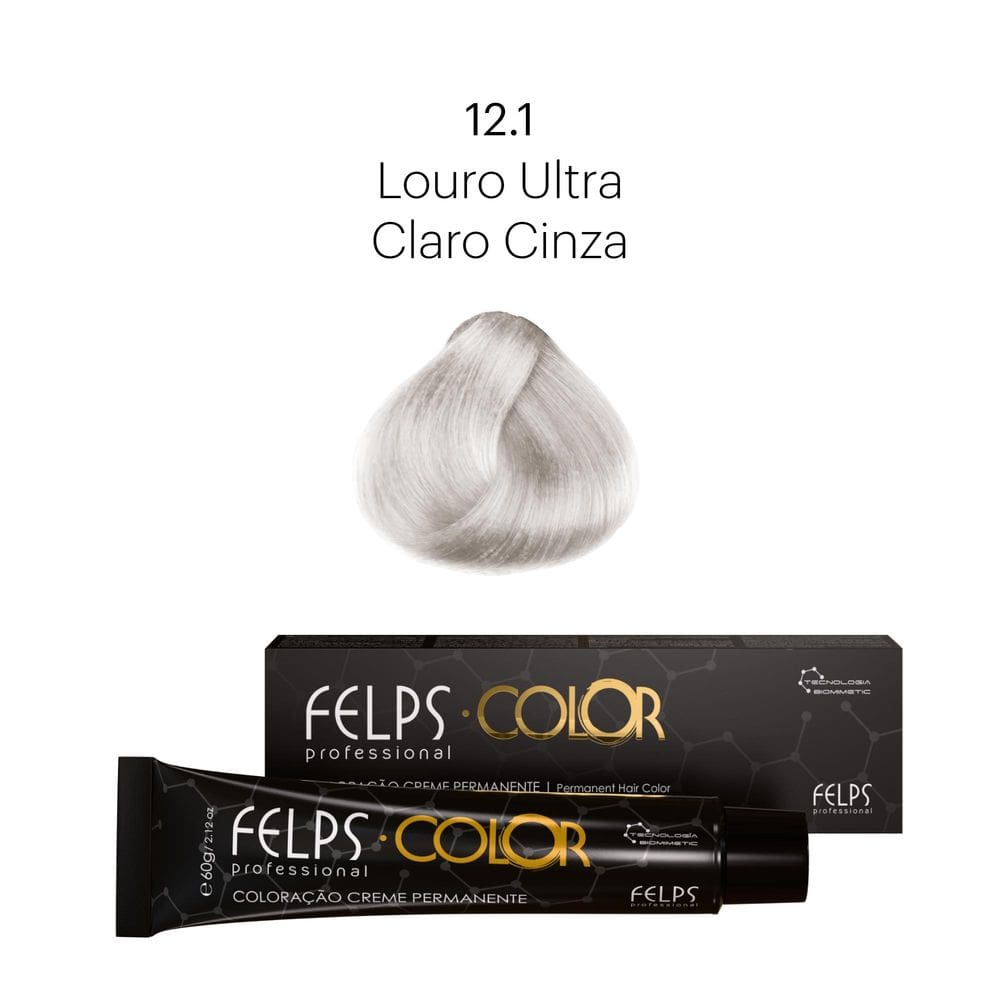 Coloração Profissional  Felps Color Louro Ultra Claro Cinza 12.1 - 60g