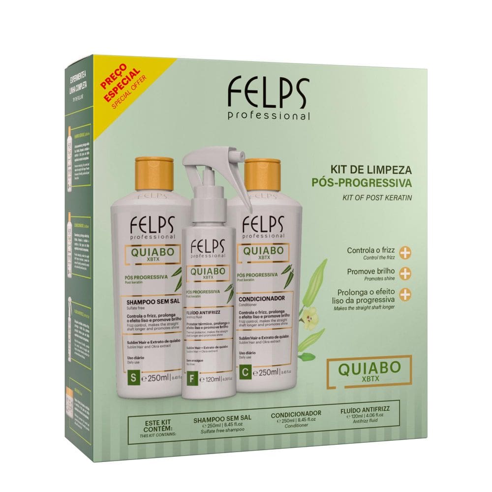 Kit Quiabo XBTX Pós Progressiva Felps Professional 3 em 1