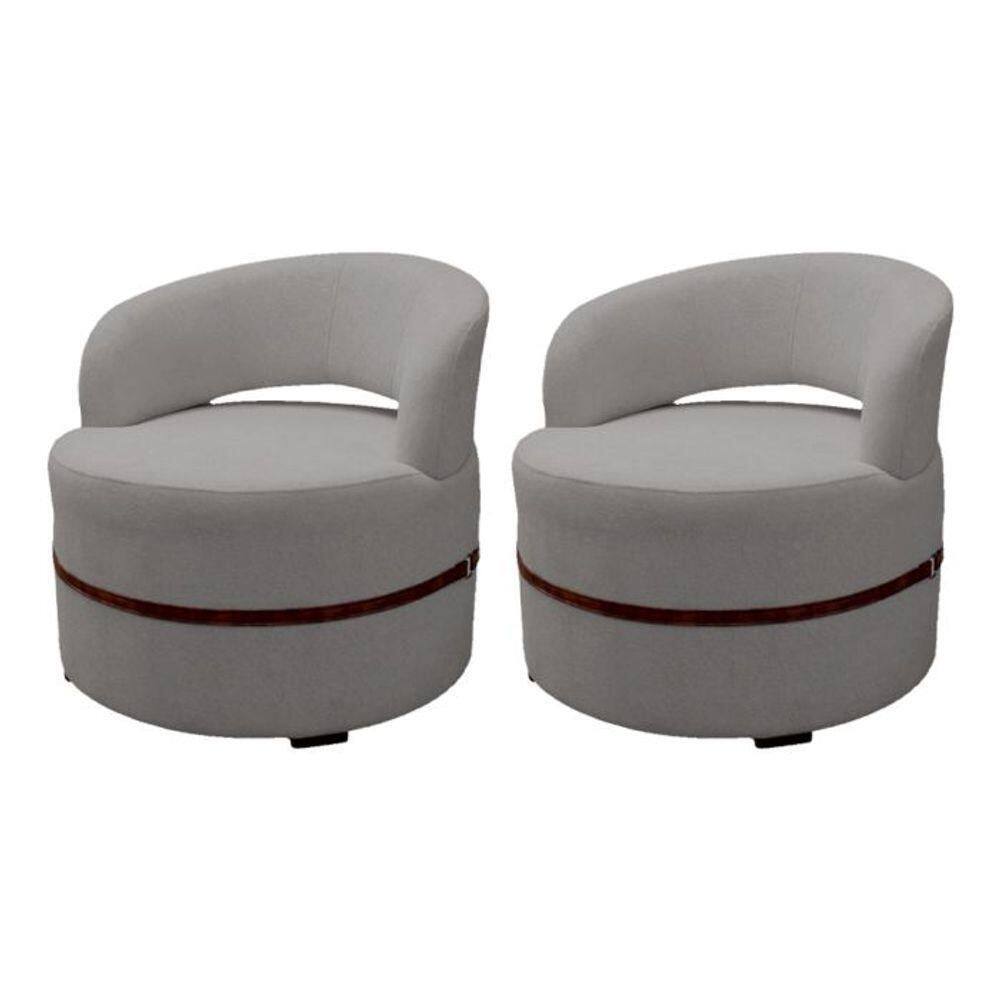 Conjunto 2 Poltronas De ativa Luana Estofada Sala Em Linho Cinza