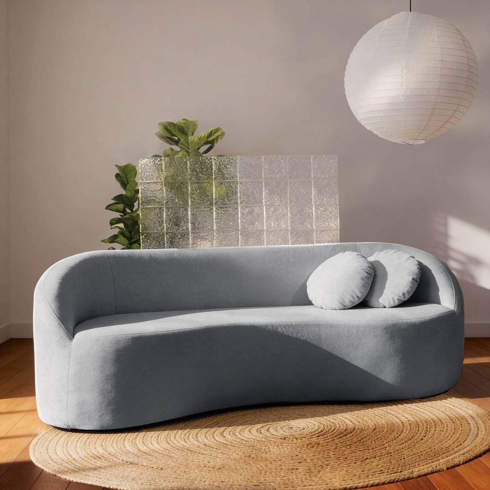 Sofá 3 Lugares Orgânico 200cm Fava CabeCasa MadeiraOriginals Azul