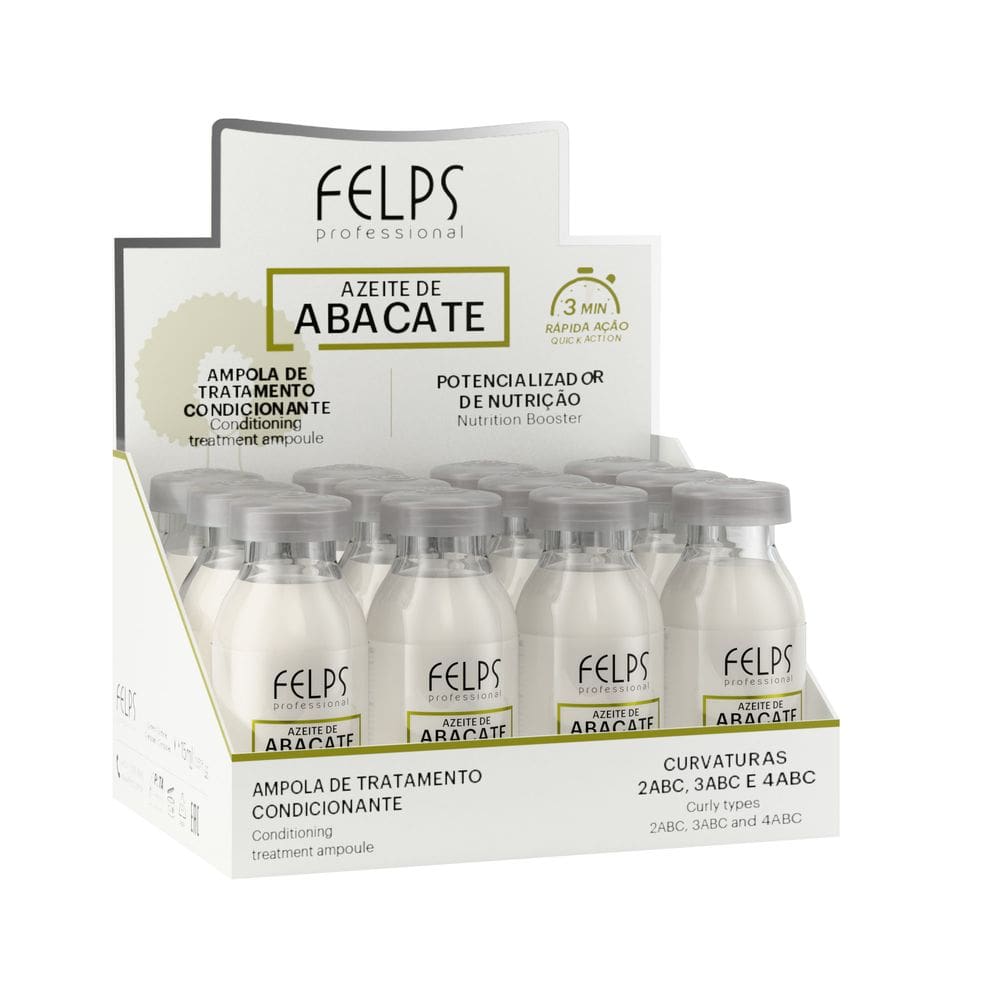 Ampola de Tratamento Azeite de Abacate  Potencializador de Nutrição Felps Professional - 12x15mL